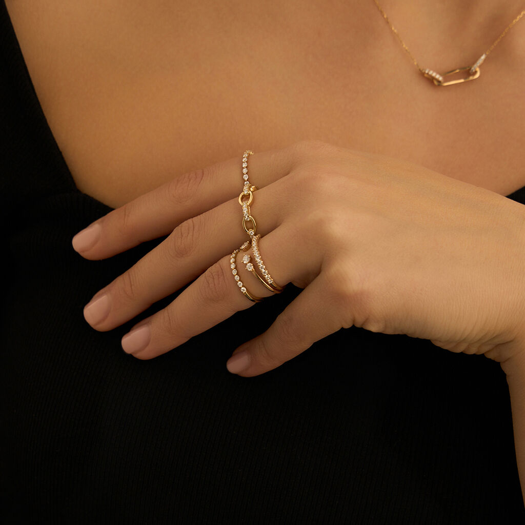 Anello Semi-eternity Diamade Glam Oro Giallo Diamante Lab-Grown - Anelli con Pietre Donna | Stroili