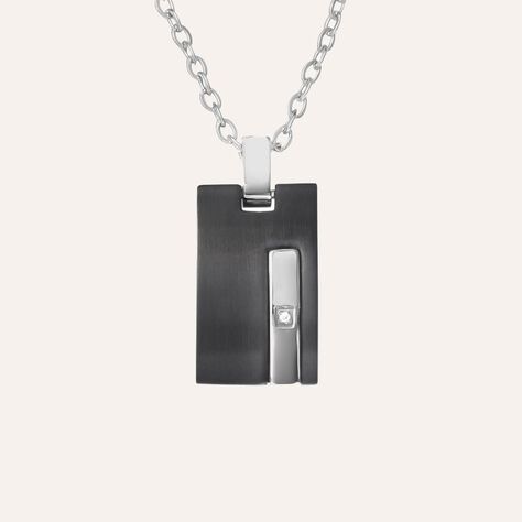 Collana Man Code Acciaio Bicolore Bianco / Nero Cristallo - Collane Uomo | Stroili
