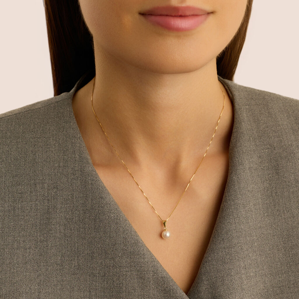 Collana Gabrielle Oro Giallo Perla D'Acqua Dolce