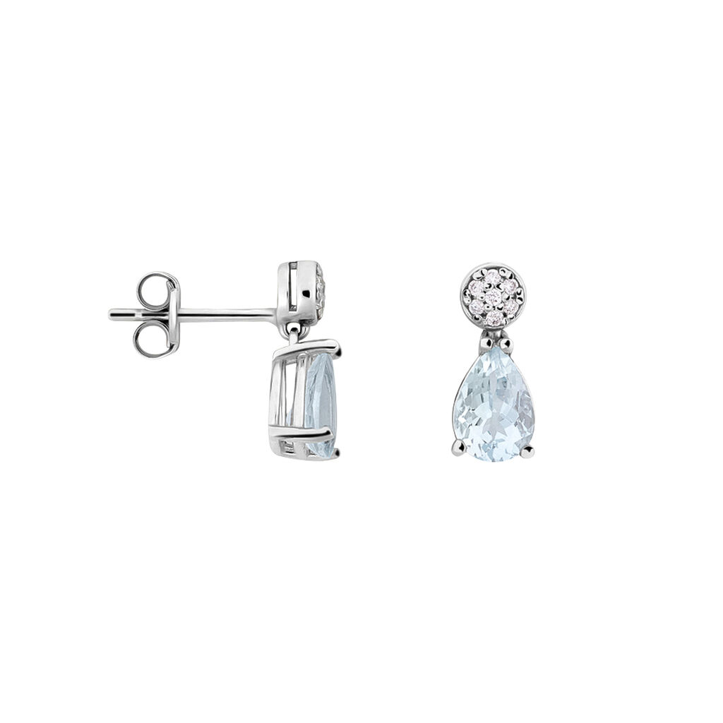 Orecchini Lobo Acquamarina Oro Bianco Acquamarina Diamante - Orecchini a Lobo Donna | Stroili