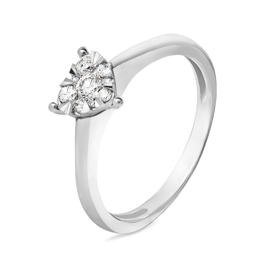 Anello Fantasia Petali Oro Bianco Diamante