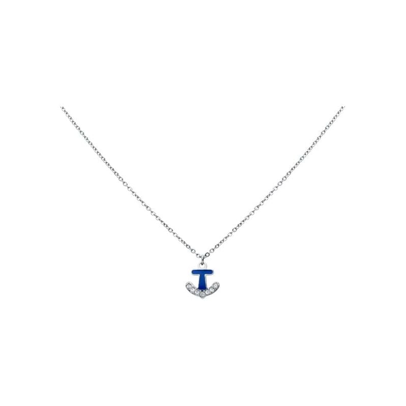 Girocollo con ciondolo ancora blu in acciaio e strass - Collane Donna | Stroili