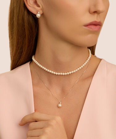 Collana Gold Pearls Oro Bianco Perla D'Acqua Dolce Diamante