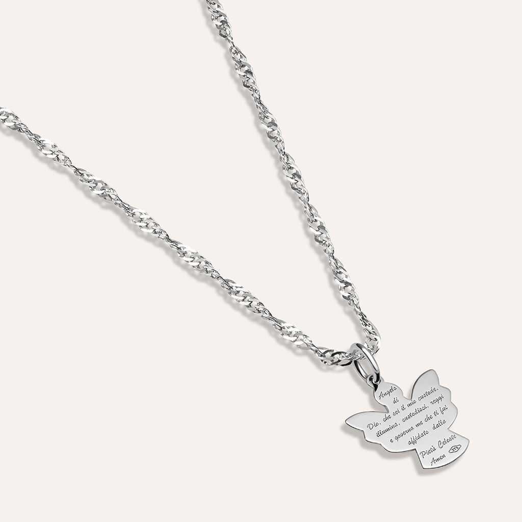 Pendente Holy Oro Bianco - Ciondoli con Incisione Unisex | Stroili