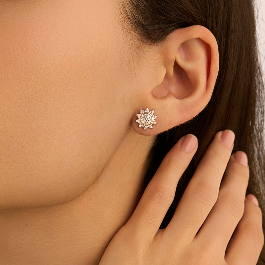Orecchini Lobo Silver Moments Argento Rosa Cubic Zirconia
