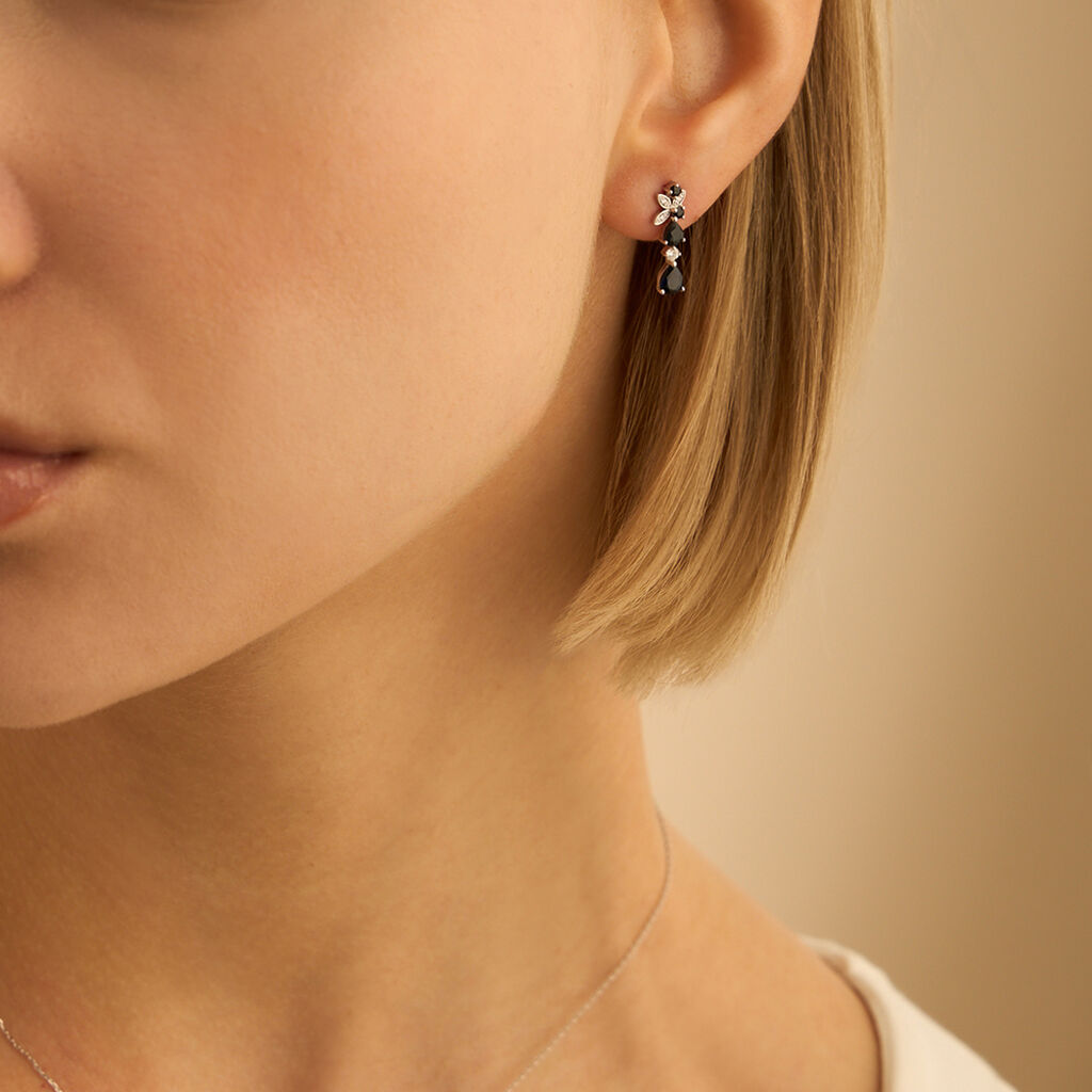 Orecchini Pendenti Charlotte Oro Bianco Zaffiro Diamante