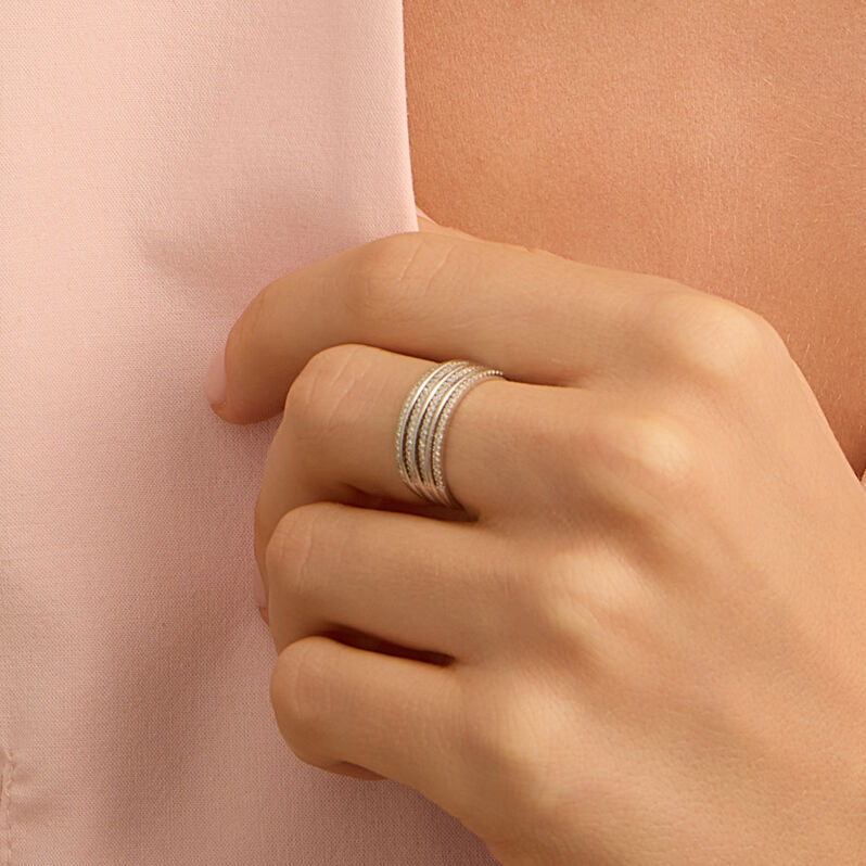 Anello Fascia Sophia Oro Bianco Diamante - Anelli a Fascia Larga Donna | Stroili