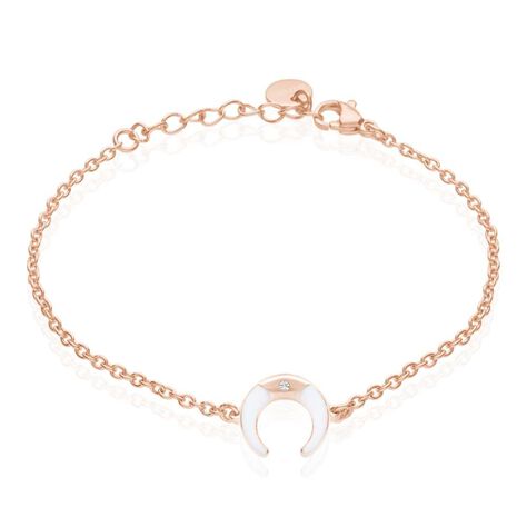 Bracciale lunula in acciaio rosato e strass - Bracciali Donna | Stroili