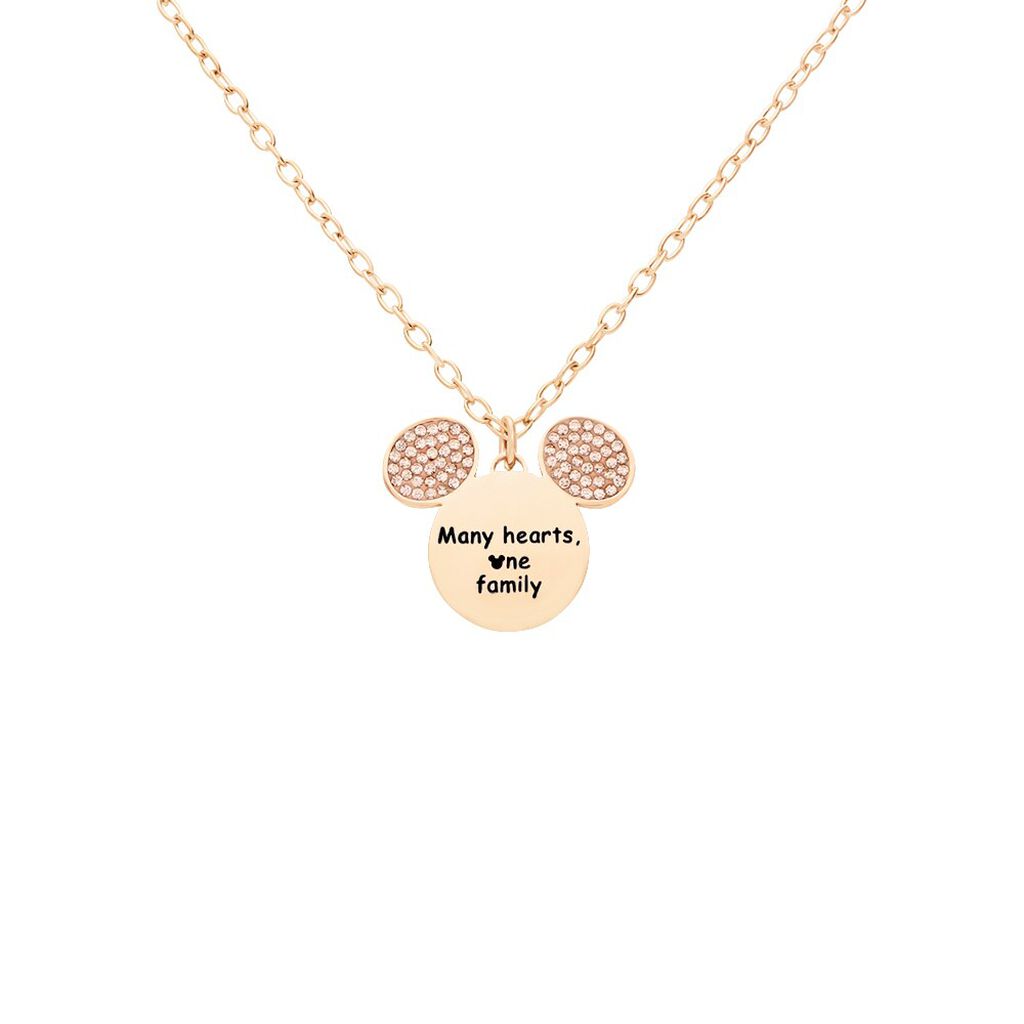 Collana Lady Message Acciaio Rosato Disney e Cristalli