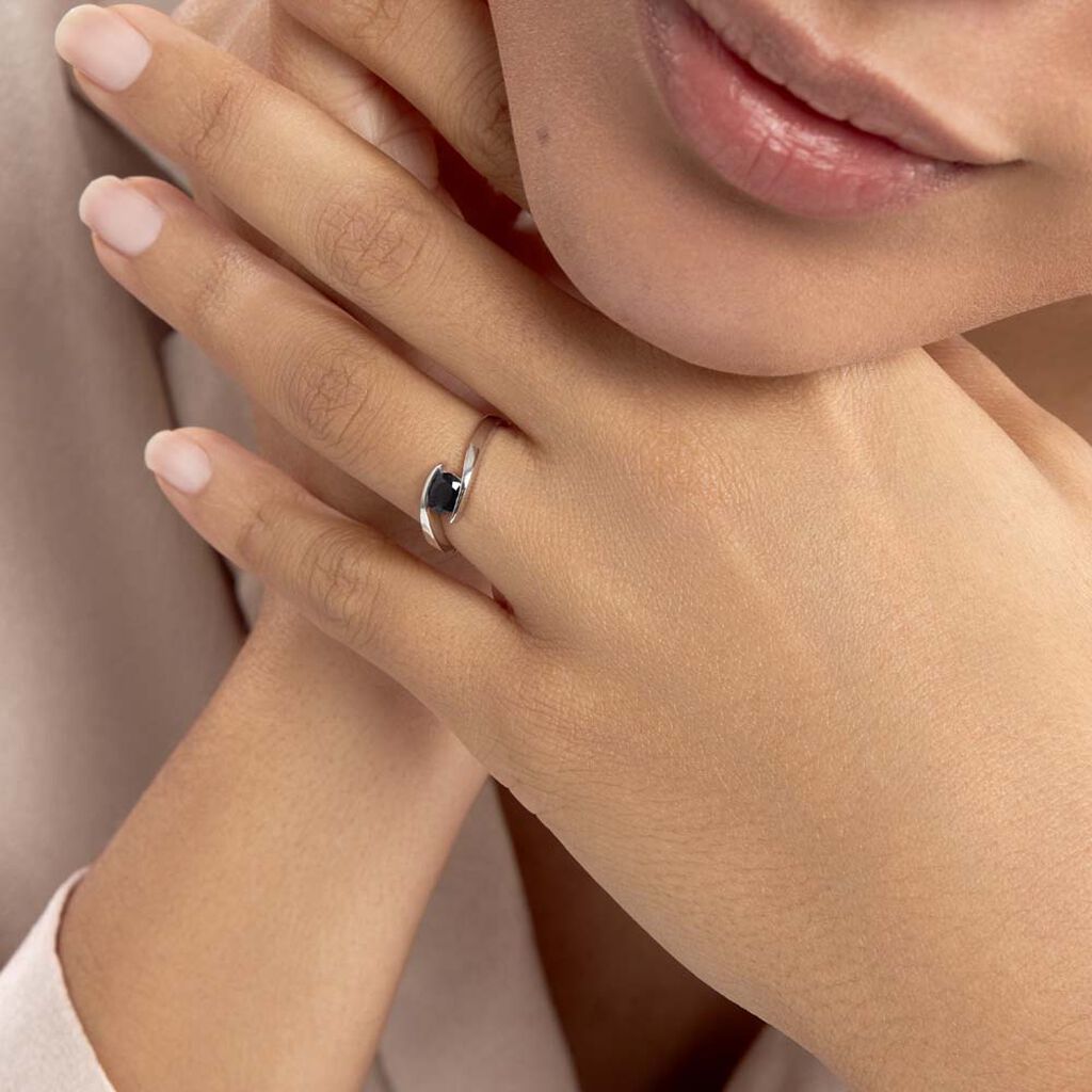 Anello Solitario Charlotte Oro Bianco Zaffiro