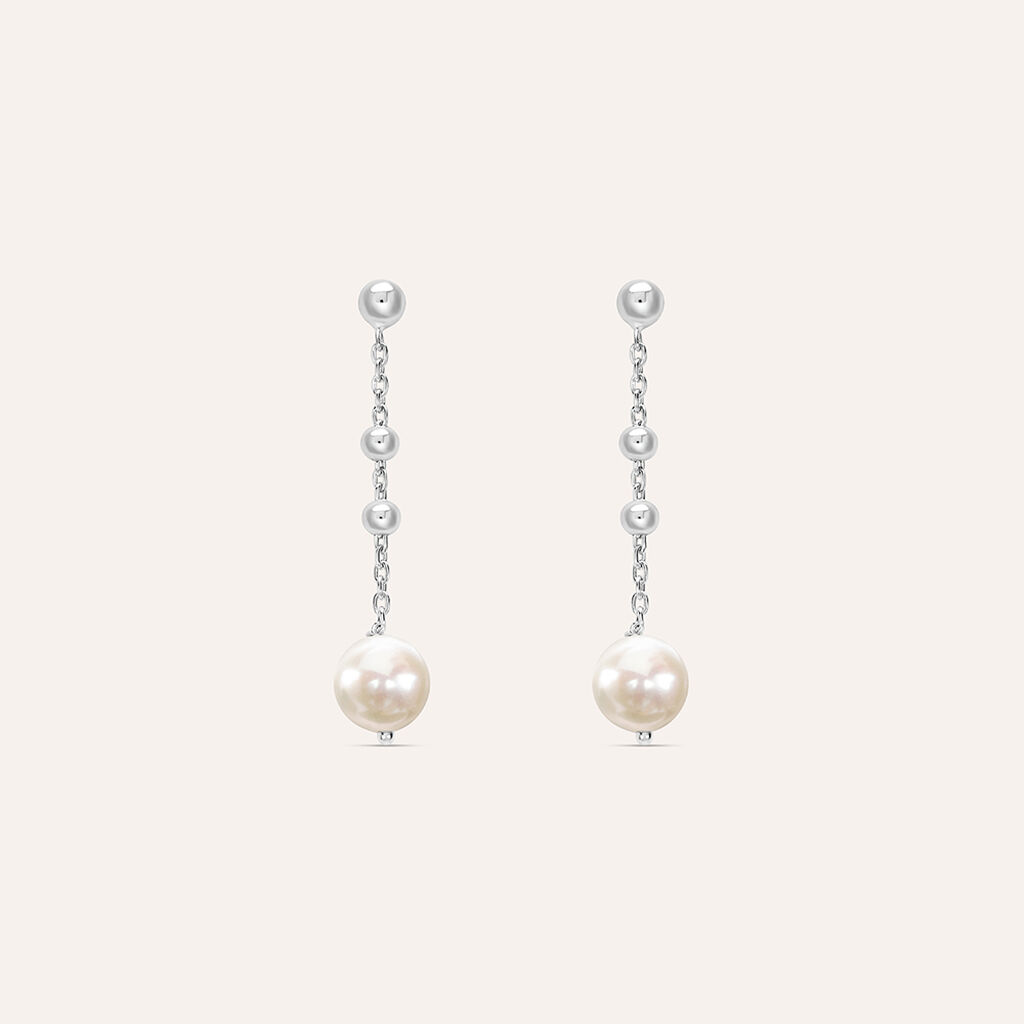 Orecchini Pendenti Silver Pearls Argento Rodiato Perla sintentica