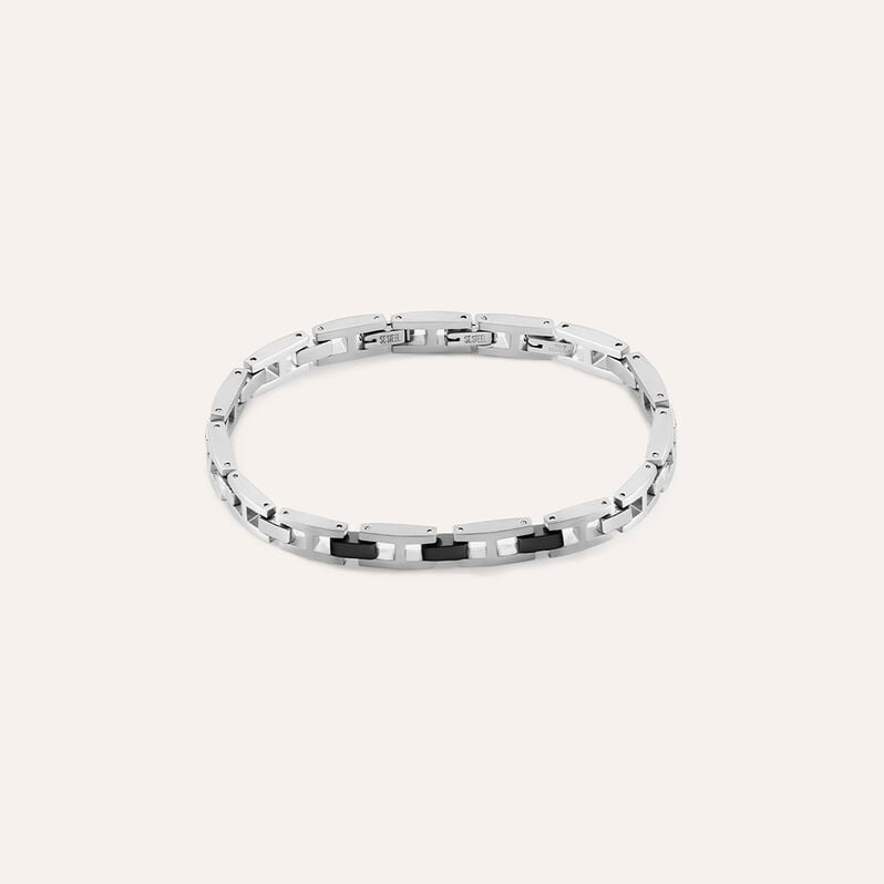 Bracciale Man Code Acciaio Bicolore Bianco / Nero - Bracciali Uomo | Stroili