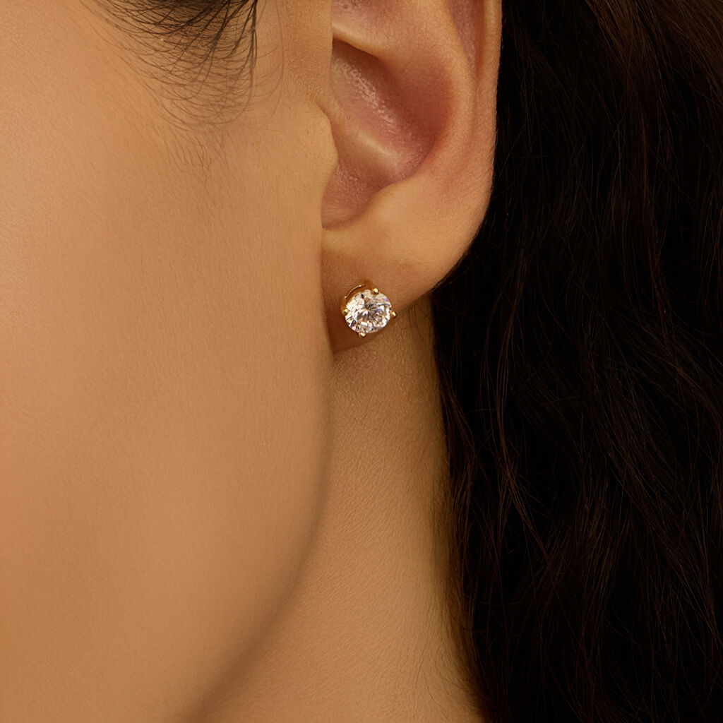 Orecchini Lobo Punto Luce Golden Dream Placcato Oro Giallo Cubic Zirconia