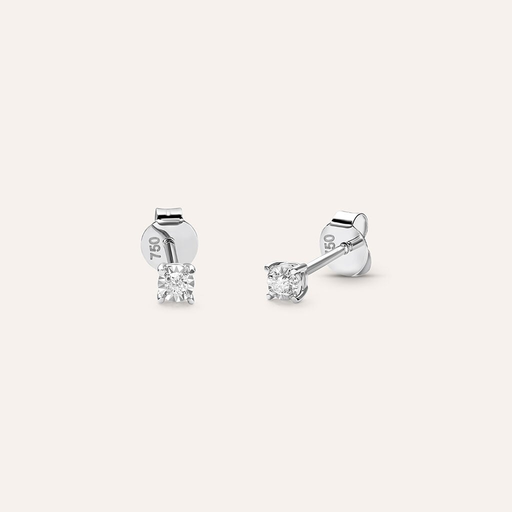 Orecchini Lobo Punto Luce Diamotion Oro Bianco Diamante