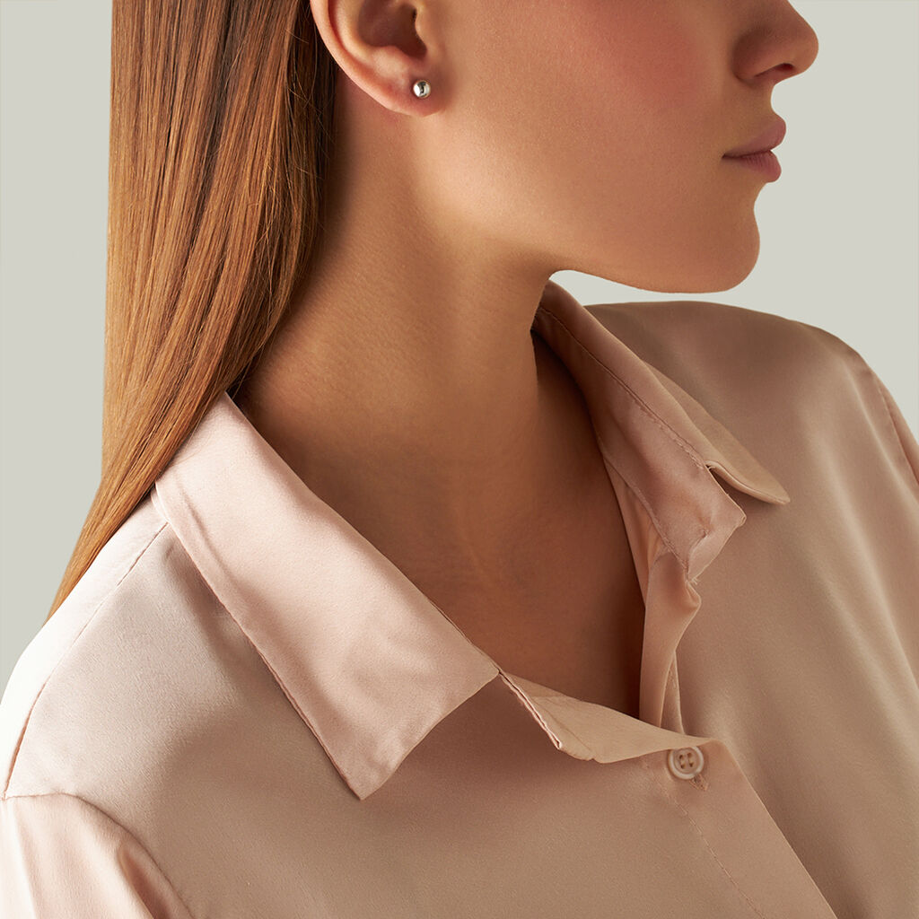 Orecchini Lobo Bon Ton Oro Bianco - Orecchini a Lobo Donna | Stroili
