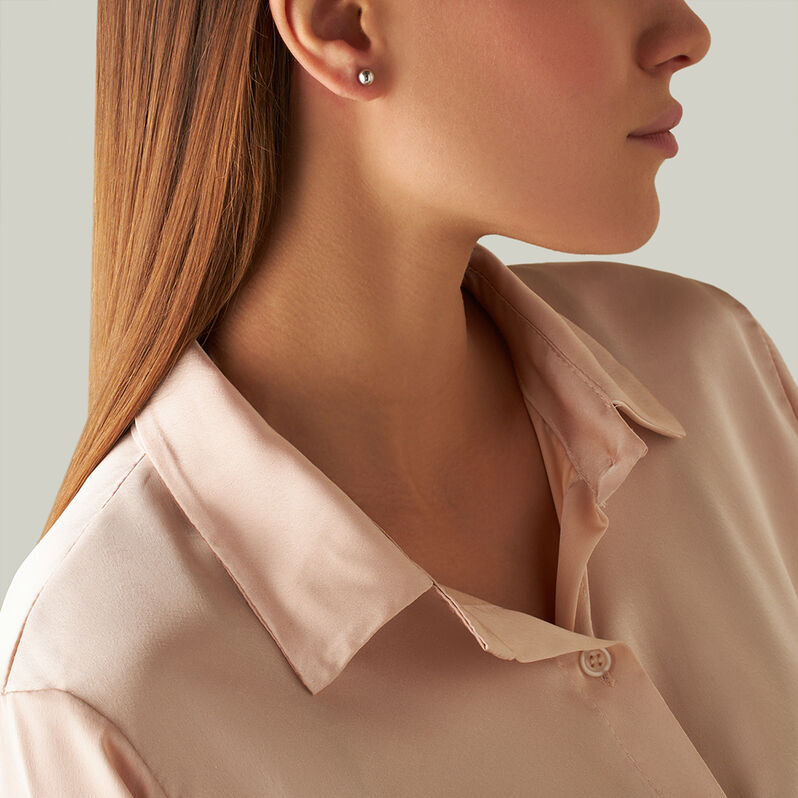 Orecchini Lobo Bon Ton Oro Bianco - Orecchini a Lobo Donna | Stroili
