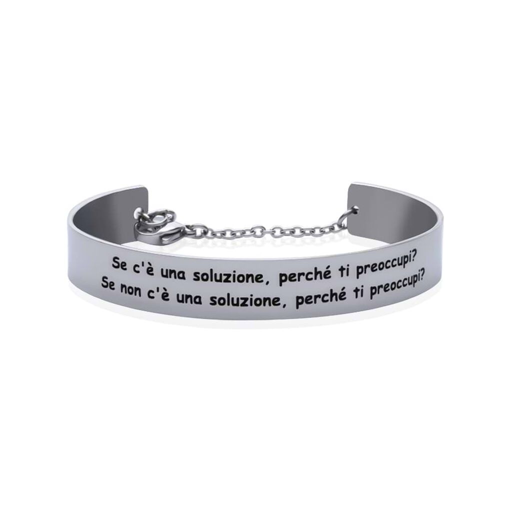 Bangle Se c'è una soluzione: perchè ti preoccupi? Se non c'è una soluzione: perchè ti preoccupi? in acciaio - Bracciali Donna | Stroili