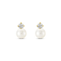 Orecchini Lobo Bon Ton Oro Giallo Perla D'Acqua Dolce Cubic Zirconia