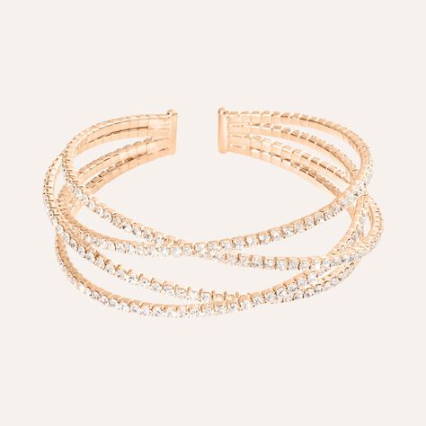Bangle Romantic Shine Metallo Rosa Cristallo - Bracciali Rigidi Donna | Stroili