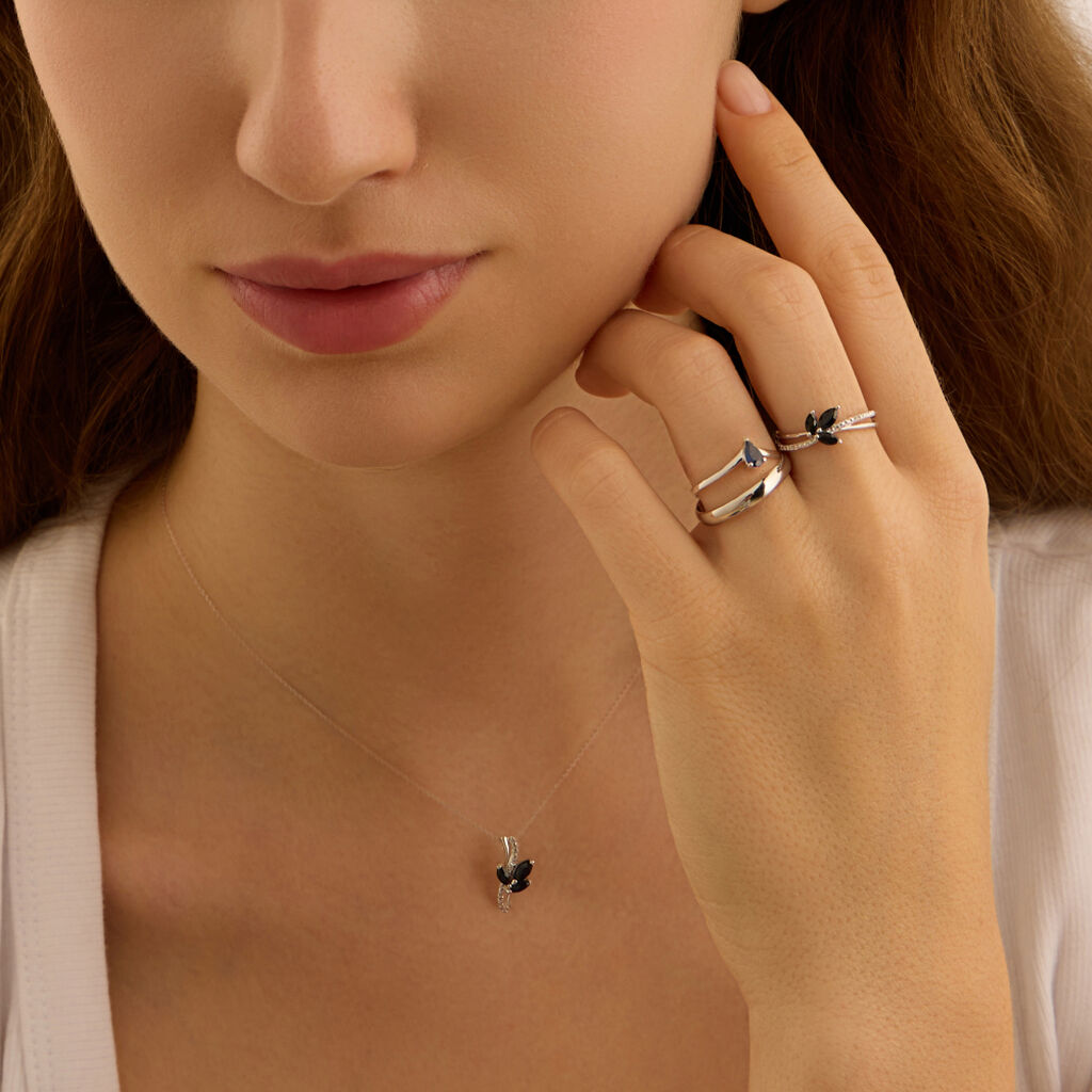 Anello Solitario Charlotte Oro Bianco Zaffiro