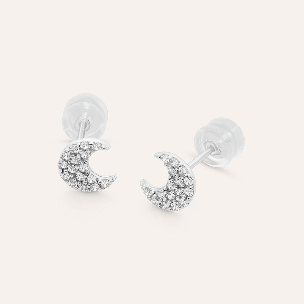 Orecchini Lobo Claire Oro Bianco Cubic Zirconia