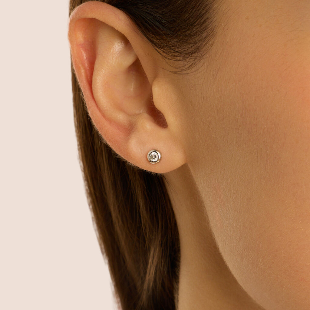 Orecchini Lobo Punto Luce Silver Elegance Argento Rodiato Cubic Zirconia