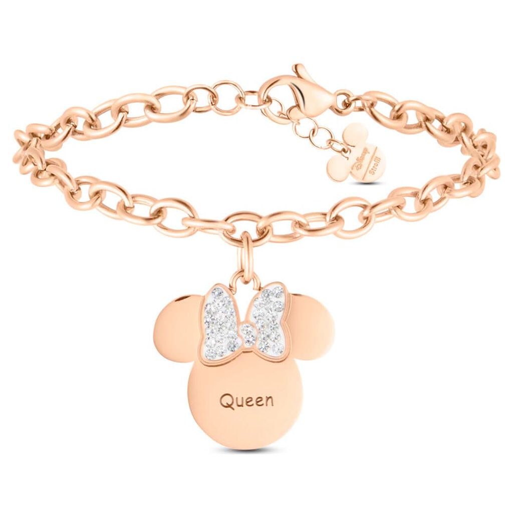 Bracciale Mickey Mouse & Friends Acciaio Rosa Cristallo - Bracciali con Incisione Donna | Stroili