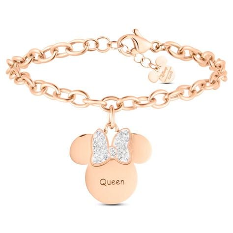 Bracciale Mickey Mouse & Friends Acciaio Rosa Cristallo - Bracciali con Incisione Donna | Stroili