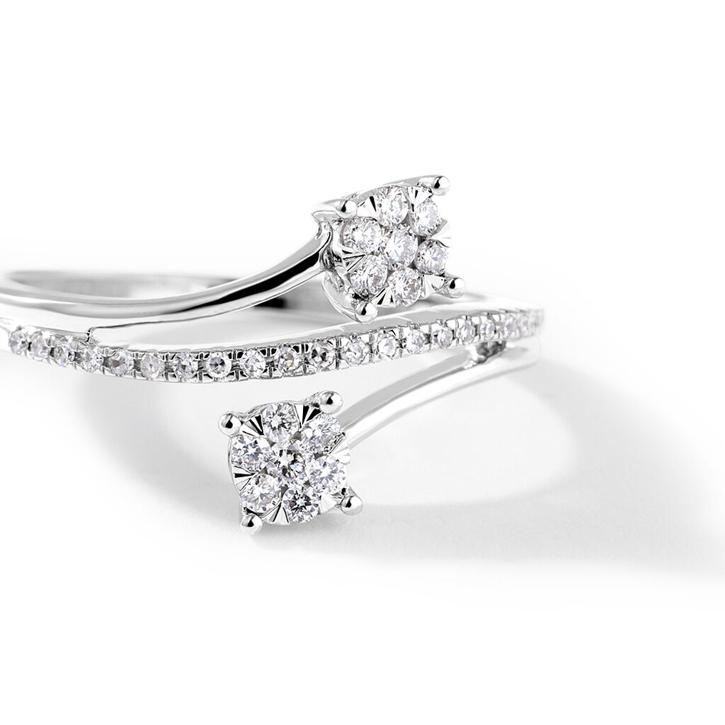 Anello Fantasia Petali Oro Bianco Diamante - Anelli con Pietre Donna | Stroili