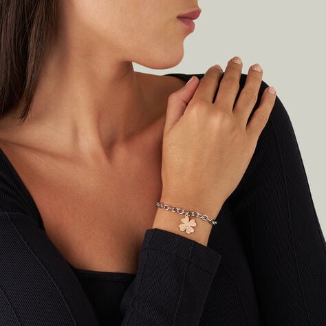 Bracciale Lady Chic Acciaio Bicolore Bianco / Rosa Cristallo - Bracciali con Incisione Donna | Stroili