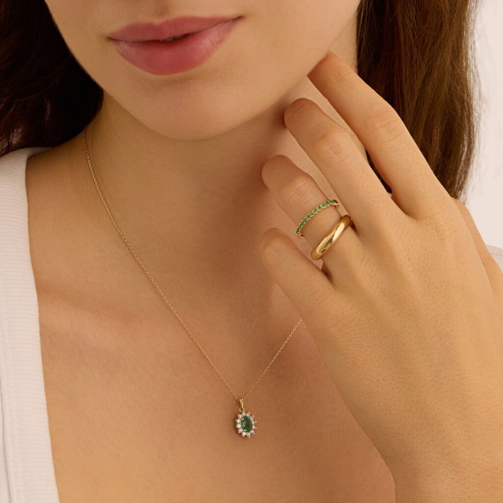 Anello Riviere Charlotte Oro Giallo Smeraldo