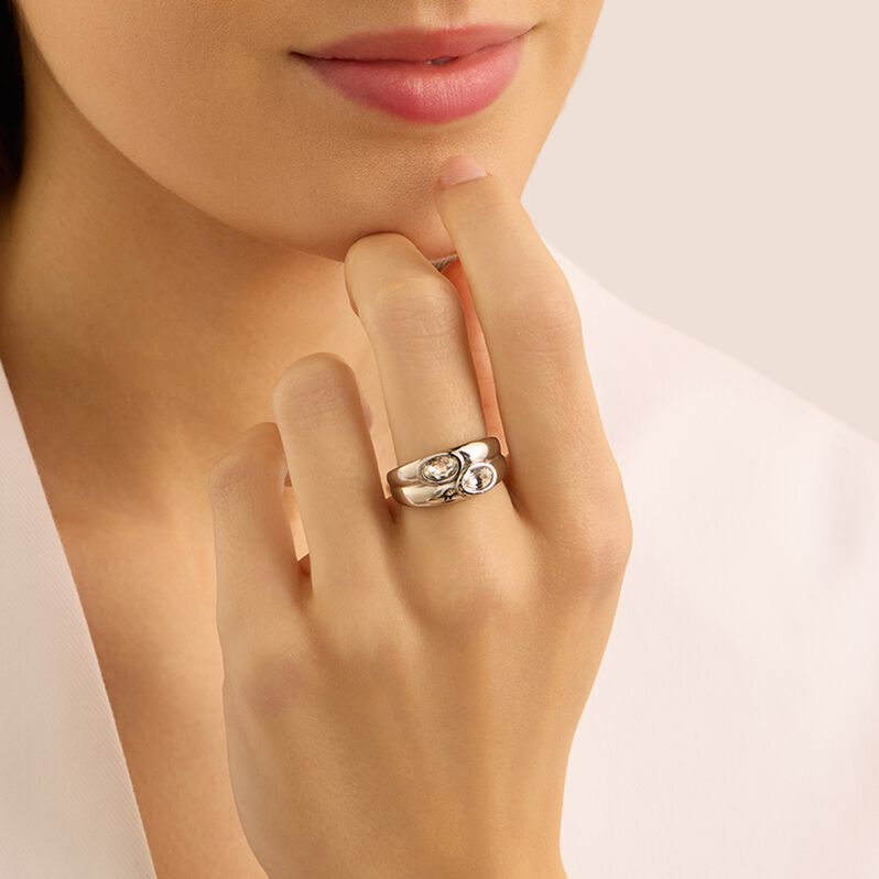 Anello Fascia Moonlight Acciaio Cristallo - Anelli con Pietre Donna | Stroili