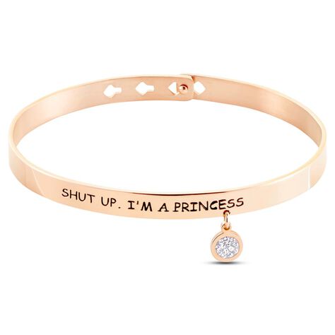 Bangle Lady Message Acciaio Rosato Happiness e Cristalli - Bracciali Donna | Stroili