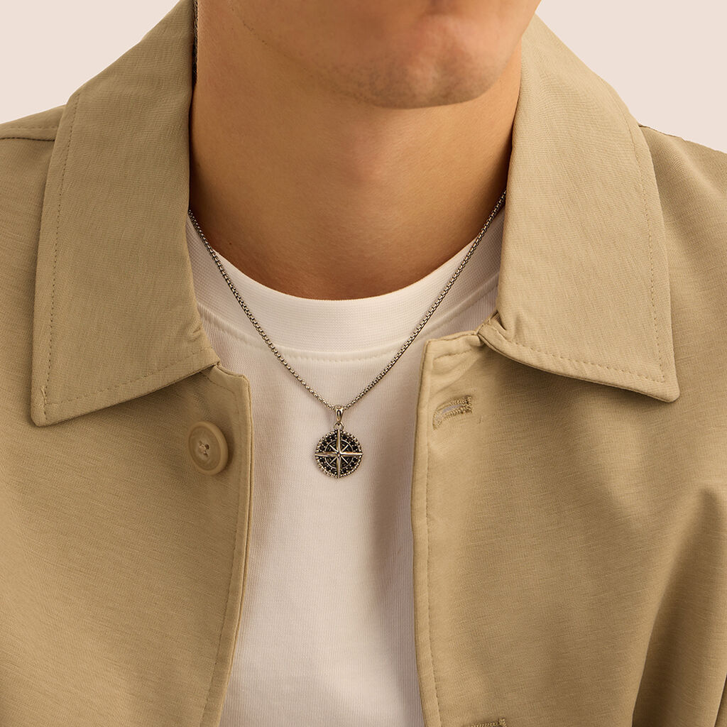 Collana Man Code Acciaio Cubic Zirconia