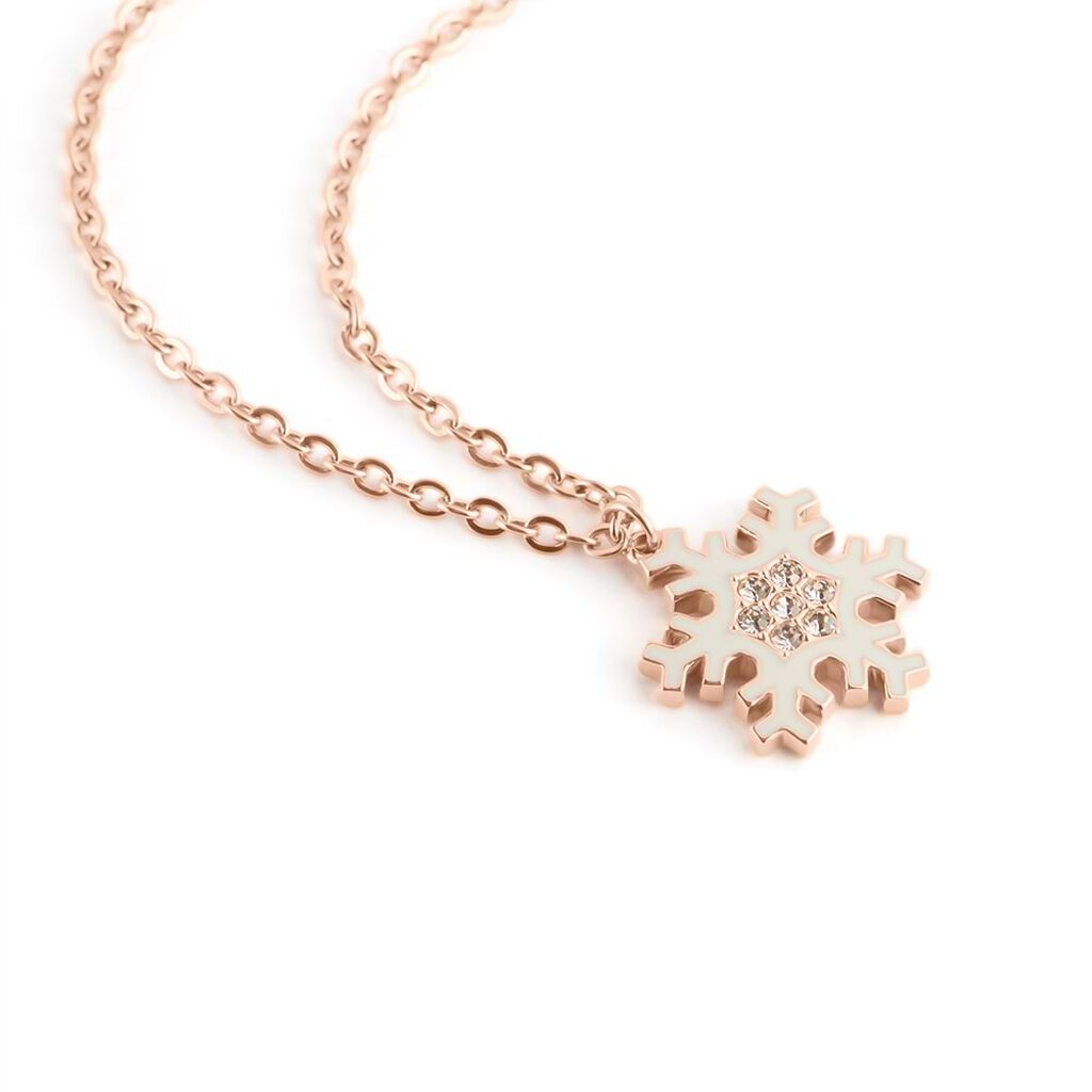Collana Lady Sweet Acciaio Rosato Fiocco di neve e Cristalli - Collane Donna | Stroili