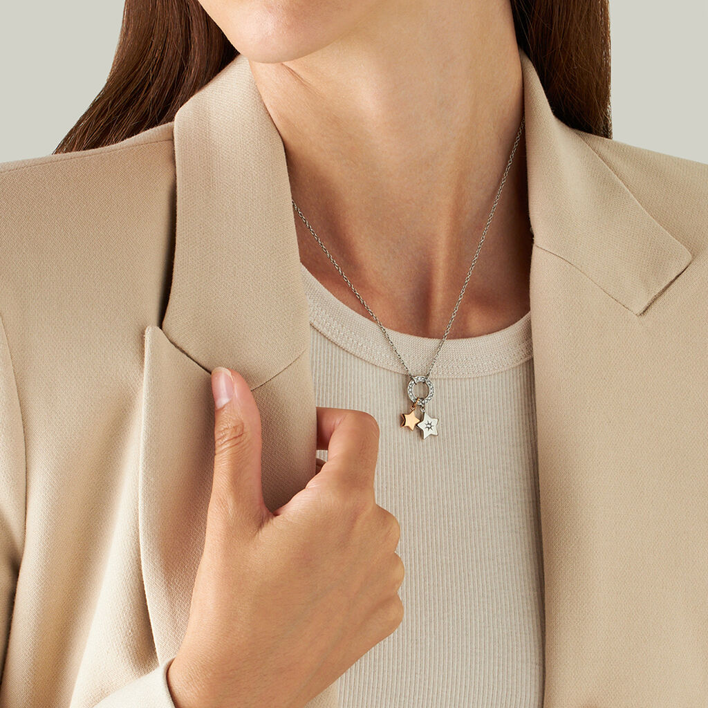 Collana Lady Chic Acciaio Bicolore Bianco / Rosa Cristallo - Collane Donna | Stroili