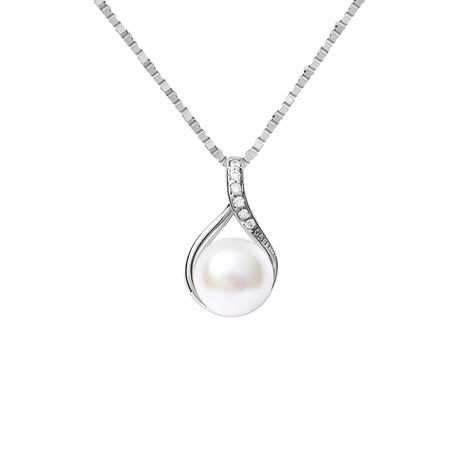 Collana Gabrielle Oro Bianco Perla D'Acqua Dolce Cubic Zirconia - Collane Donna | Stroili