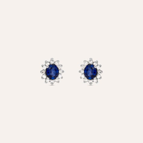 Orecchini Lobo Charlotte Oro Bianco Zaffiro Diamante - Orecchini a Lobo Donna | Stroili