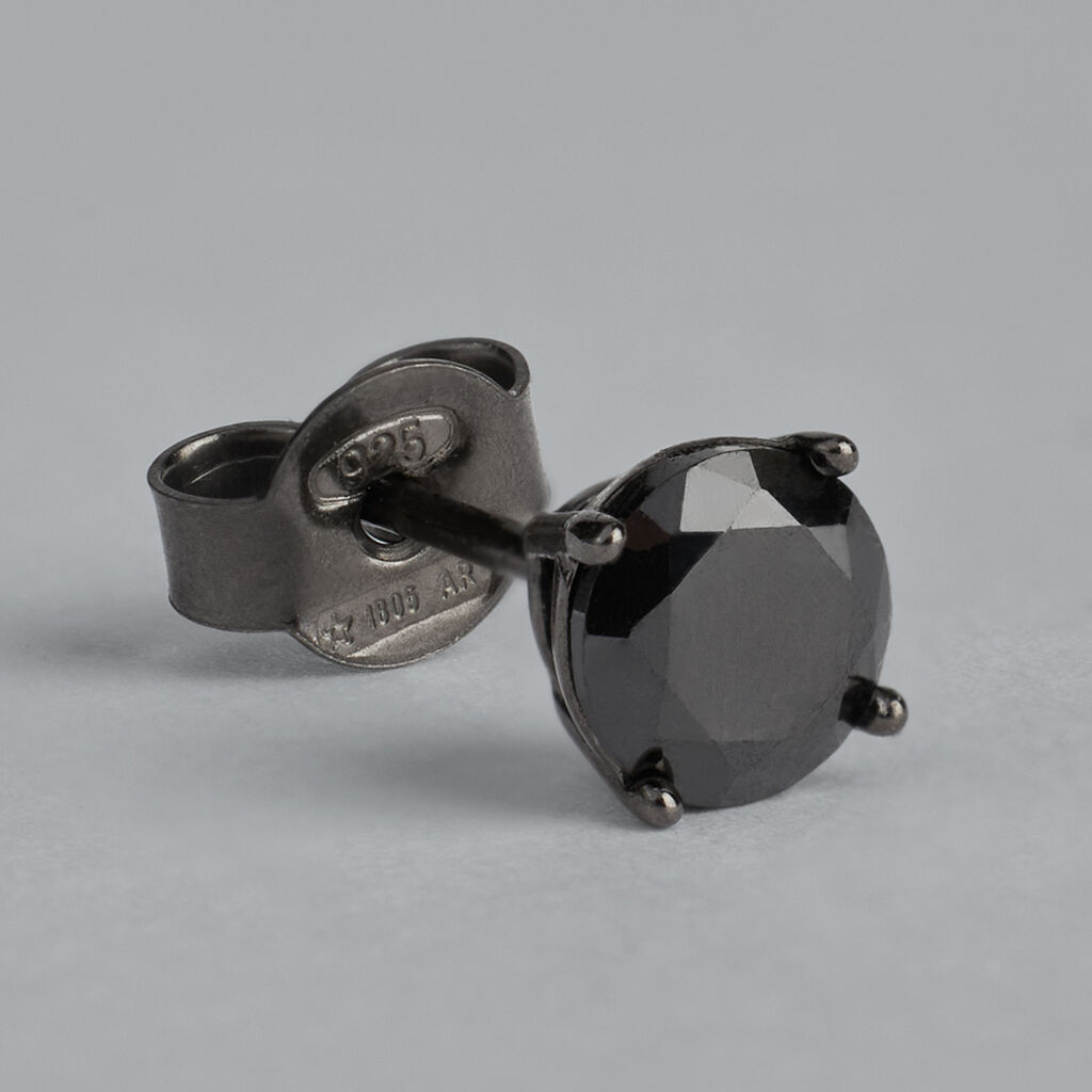 Mono Orecchino Lobo Punto Luce Gentleman Argento Nero Cubic Zirconia