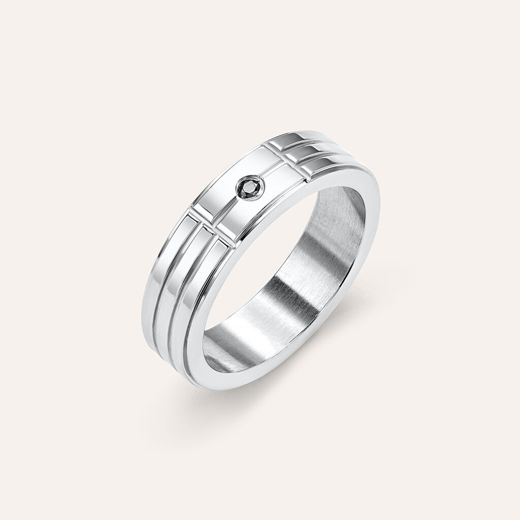 Anello Fascia Man Code Acciaio Cubic Zirconia