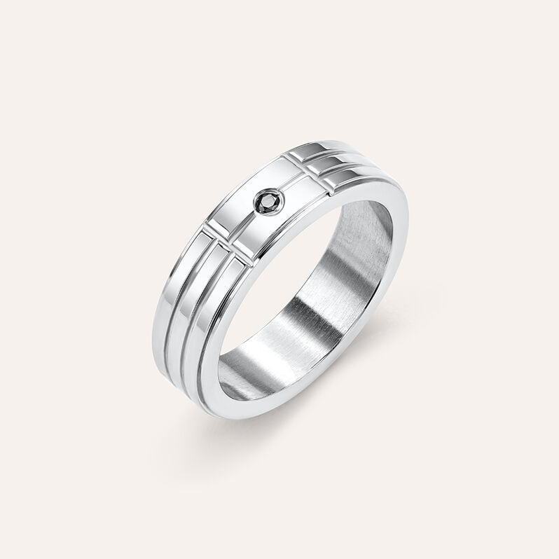 Anello Fascia Man Code Acciaio Cubic Zirconia - Anelli con Incisione Uomo | Stroili