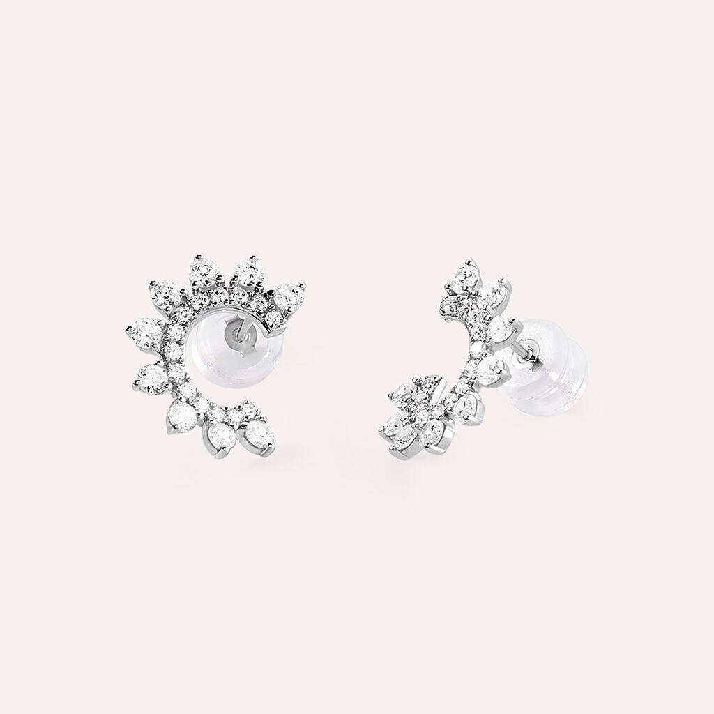 Orecchini Lobo Claire Oro Bianco Cubic Zirconia