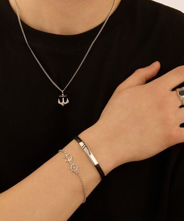 Bracciale Con Targhetta Gentleman Argento Rodiato