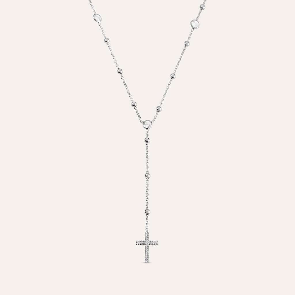 Collana Rosario Silver Collection Argento Rodiato Cubic Zirconia