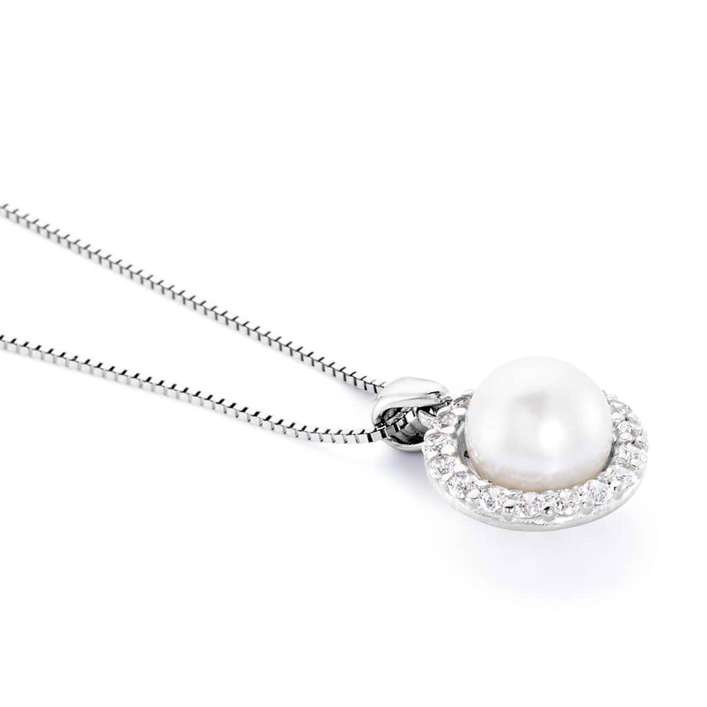 Collana Gabrielle Oro Bianco Perla D'Acqua Dolce Cubic Zirconia - Collane Donna | Stroili