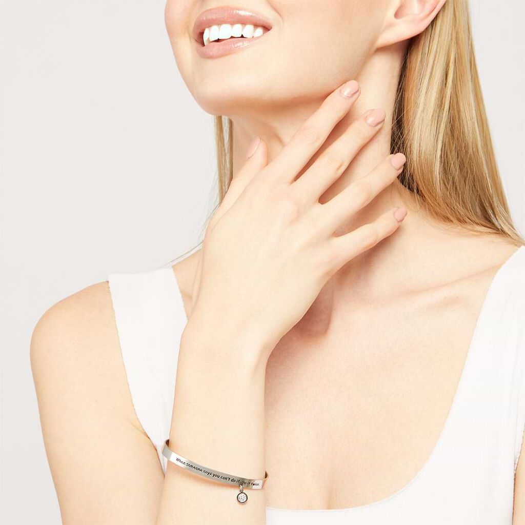 Bangle Lady Message Acciaio Cristallo - Bracciali Rigidi Donna | Stroili