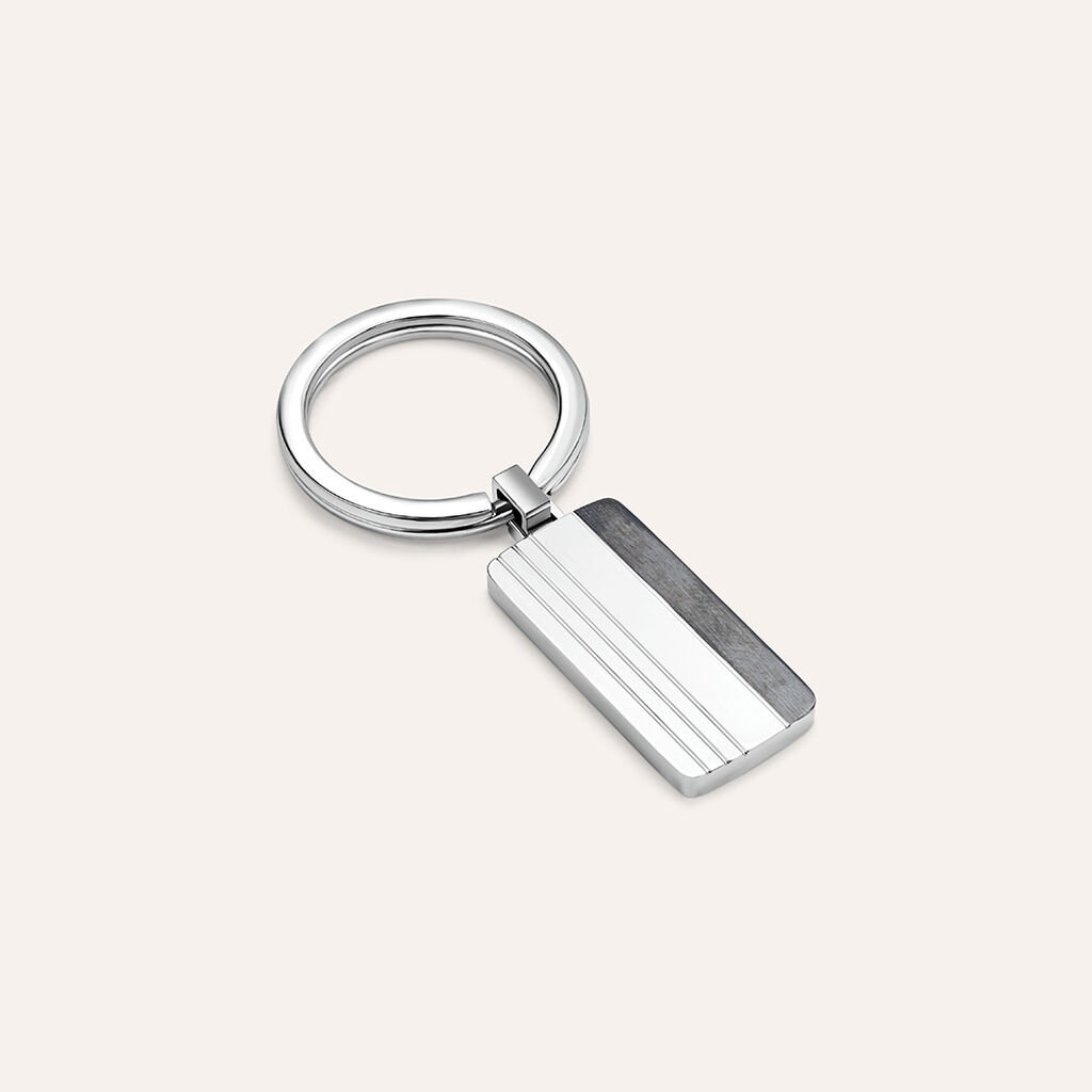 Portachiavi Man Code Acciaio Bicolore Bianco / Nero