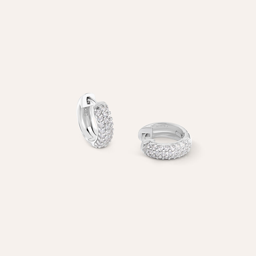 Orecchini A Cerchio Silver Shine Argento Rodiato Cubic Zirconia