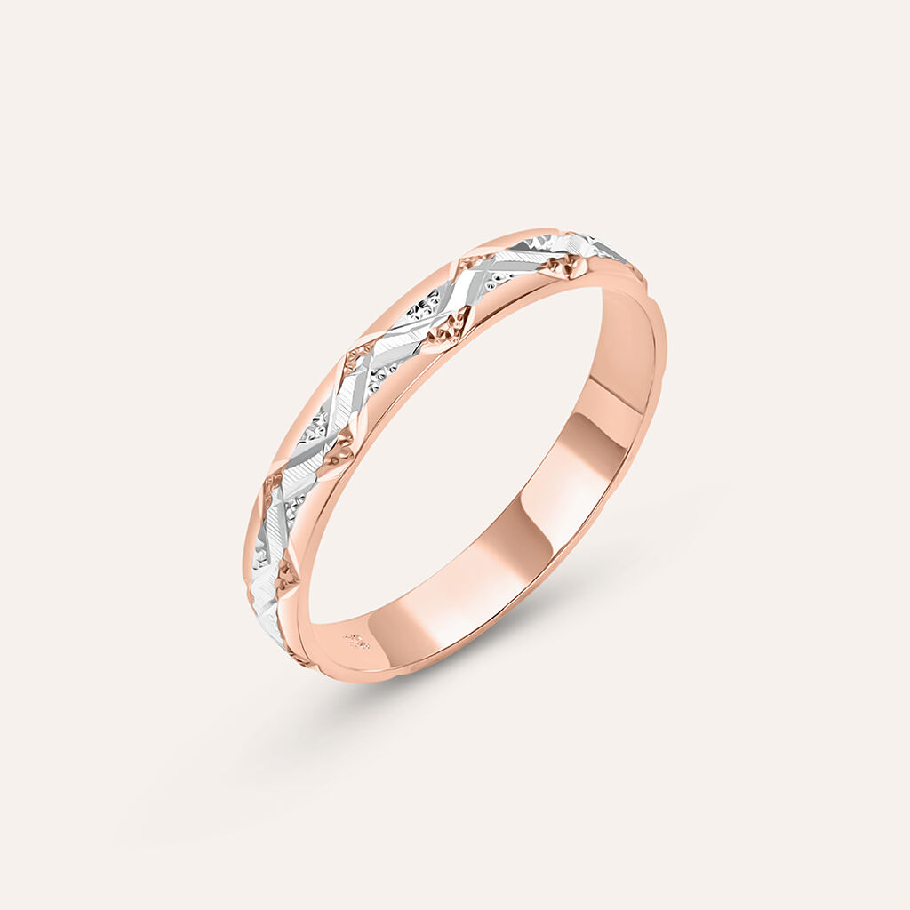 Fede Classica Diamantata 3 mm Oro Bicolore Bianco / Rosa