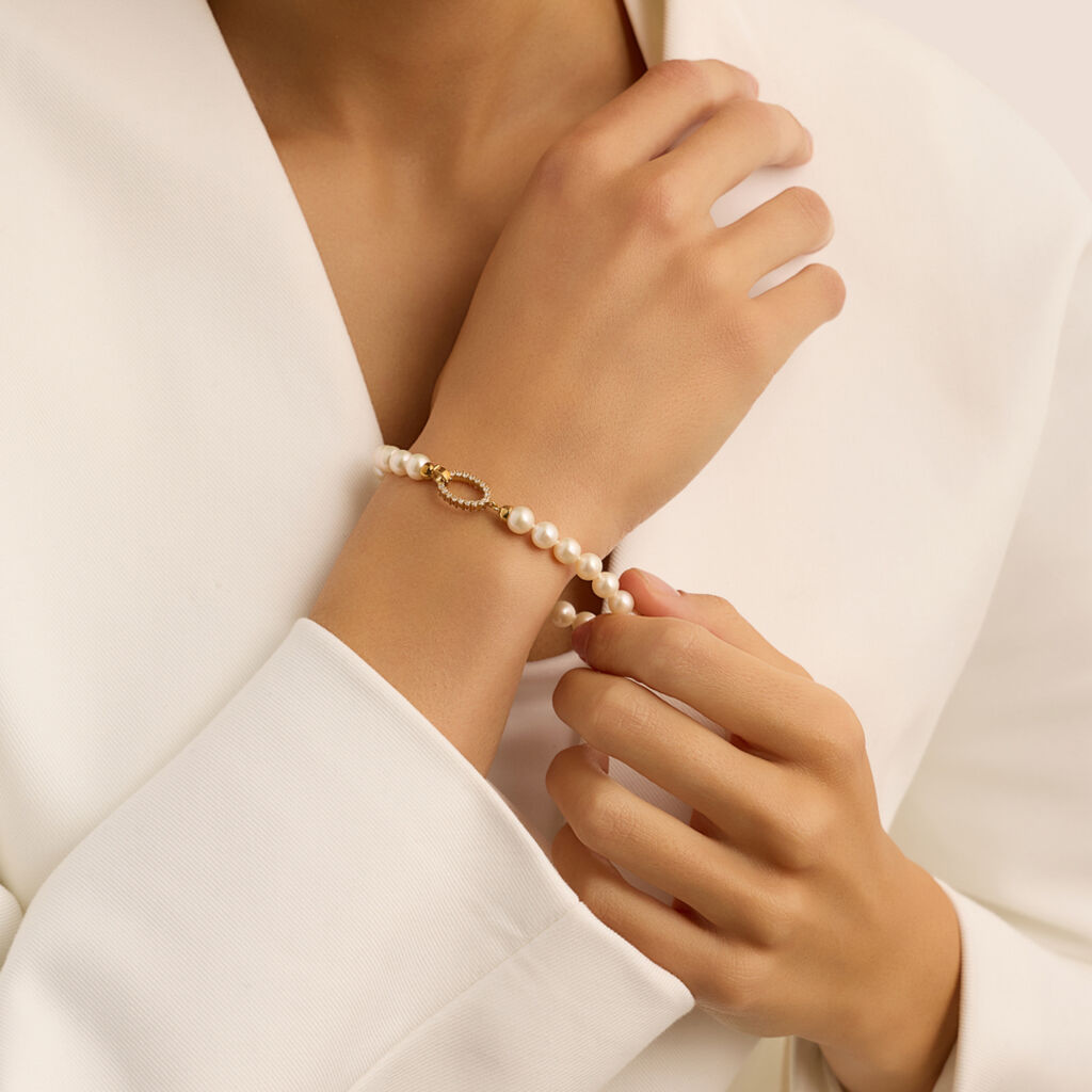 Bracciale Gabrielle Oro Giallo Perla D'Acqua Dolce